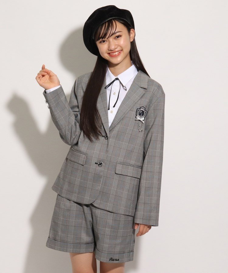 PINK-latte 【卒服】ロングジャケット/マウスカバー付き ピンク ラテ ジャケット・アウター テーラードジャケット・ブレザー グレー ブラック【送料無料】のサムネイル