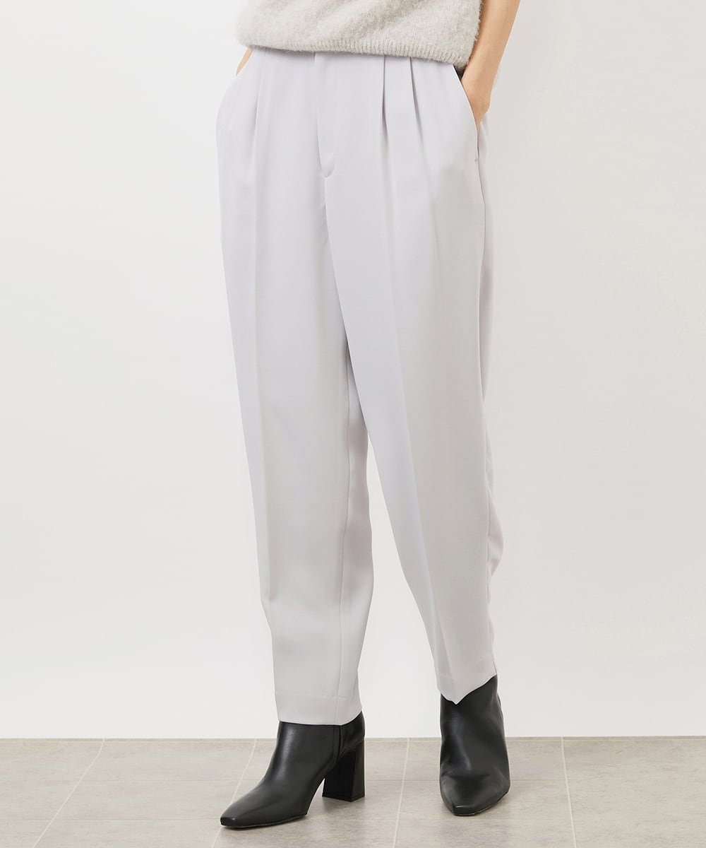 MICHEL KLEIN ドライサテンテーパードパンツ ミッシェルクラン パンツ その他のパンツ ブラック グレー