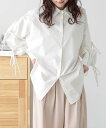 【SALE/43%OFF】La-gemme リボンスリーブシャツ ラジュール トップス シャツ・ブラウス ホワイト ブラック