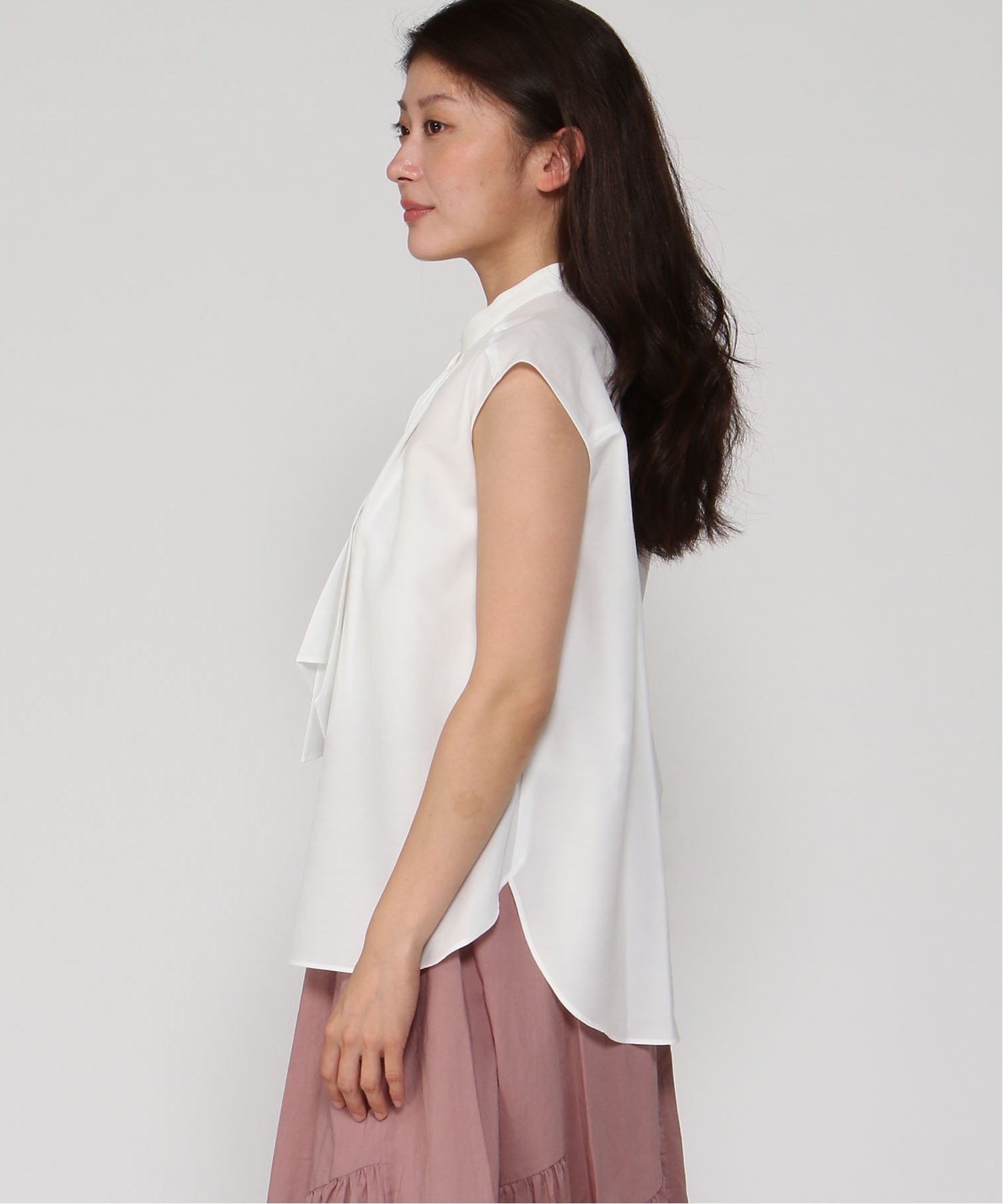 【SALE／30%OFF】Doubleface Tokyo スカーフ風フレンチスリーブブラウス ダブルフェーストーキョー トップス ノースリーブ・タンクトップ ネイビー ホワイト【送料無料】