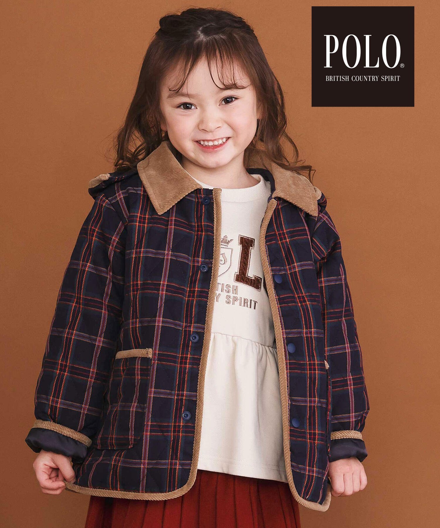 SLAP SLIP 【POLO BCS(ポロ・ビーシーエス)*SLAP SLIPコラボ】無地チェック取り外しフード&襟付きキルティングジャケット(80~130c...