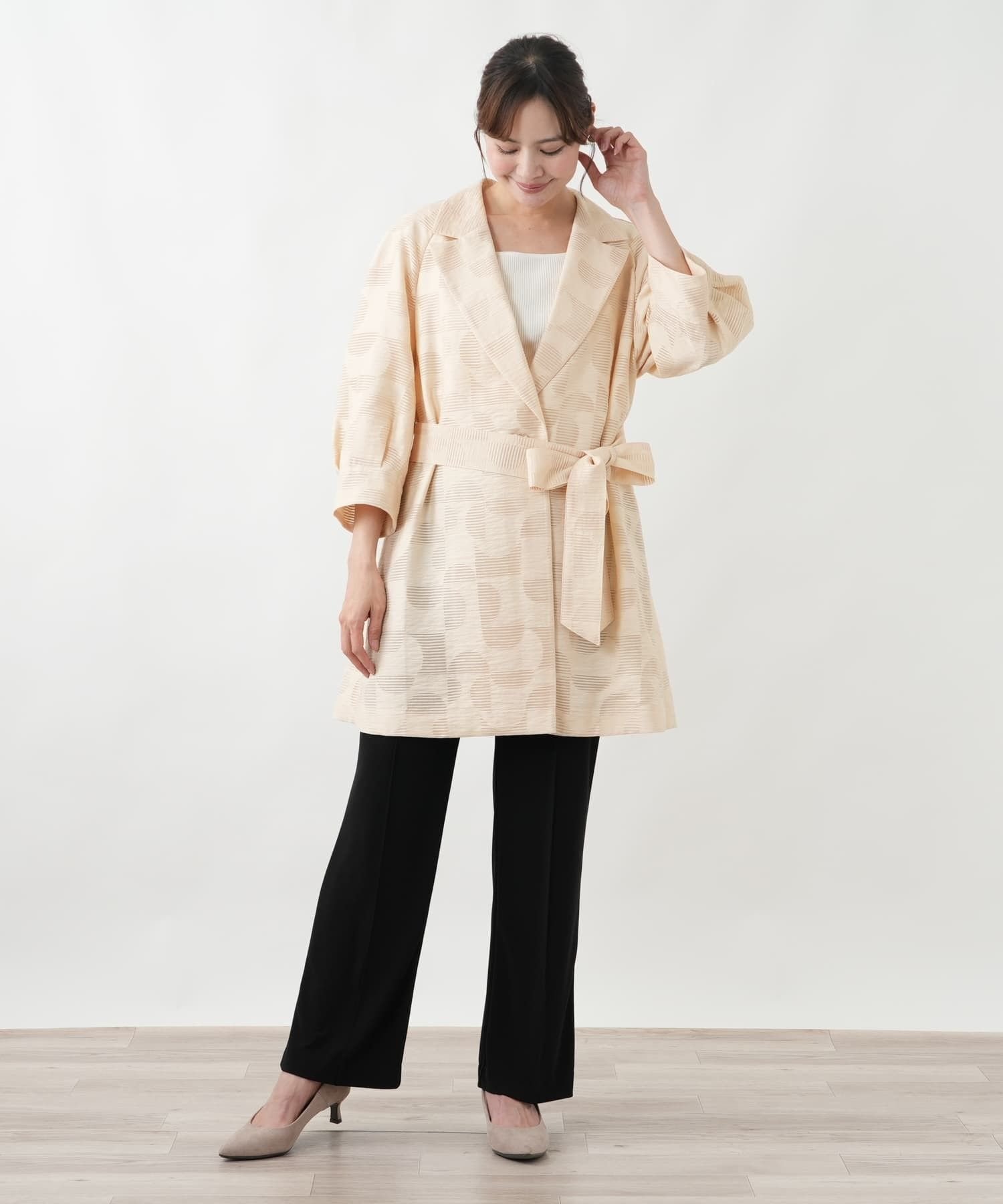 Leilian PLUS HOUSE コート【ROCHAS Premiere】 レリアン プラスハウス ジャケット・アウター ステンカラーコート ベージュ