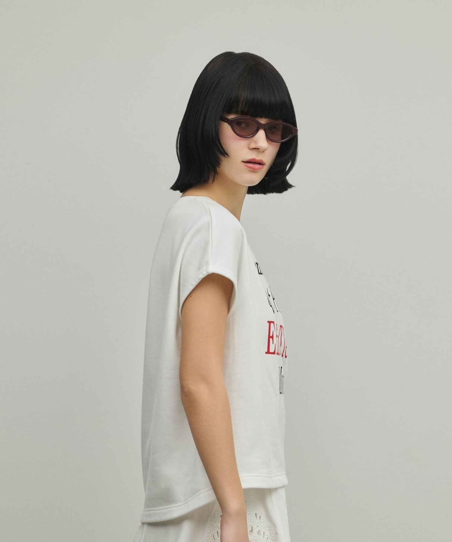 ルーズロゴTシャツ グレースコンチネンタル トップス カットソー・Tシャツ ホワイト グレー