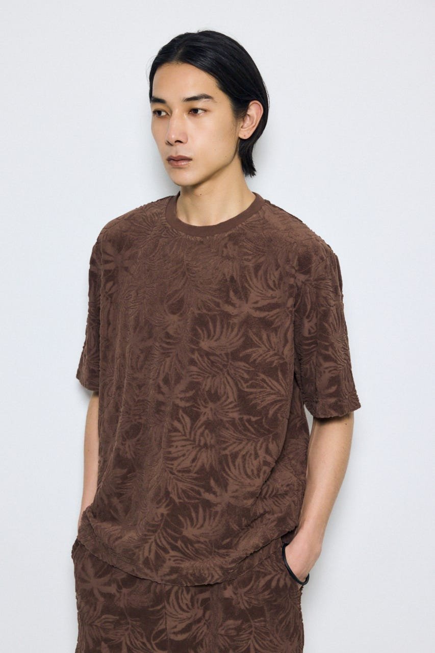 ボタニカルパイルトップス アズールバイマウジー トップス カットソー・Tシャツ カーキグリーン ブラウン