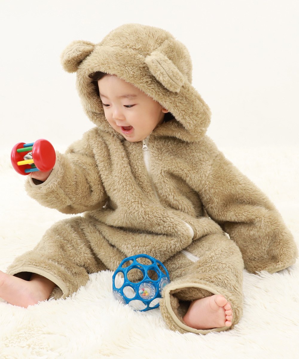 devirock 洗える くまみみ ボア カバーオール アウター ジャケット デビロック マタニティウェア・ベビー用品 その他のベビーグッズ ベージュ ホワイトのサムネイル