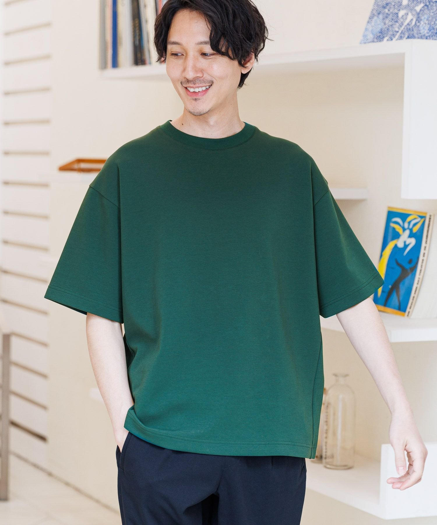 【SALE／40 OFF】GLOBAL WORK (M)ライトクッションクール/CR グローバルワーク トップス カットソー Tシャツ グリーン グレー ネイビー ベージュ ブラック ホワイト