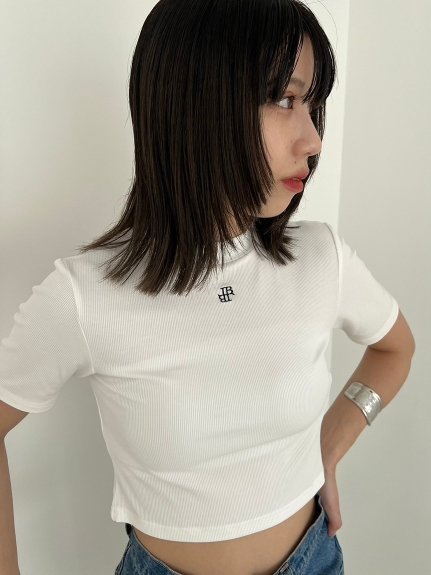 LILY BROWN LB刺繍クロップドトップス リリーブラウン トップス カットソー Tシャツ ホワイト グレー ブラック レッド【送料無料】