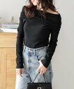 La-gemme オフショルリブニットトップス ラジュール トップス ニット グレー ブラック ホワイト【送料無料】