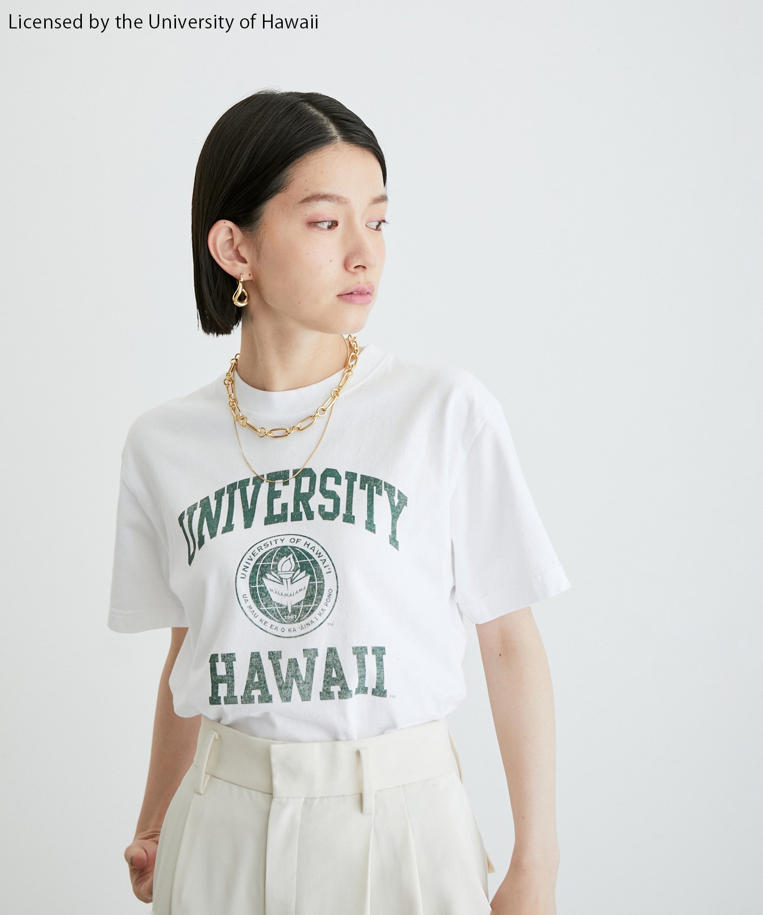 【SALE／40%OFF】ADAM ET ROPE' FEMME 【GOOD ROCK SPEED】COLLEGE Tee HAWAII アダムエロペ トップス カットソー・Tシャツ グリーン ホワイトのサムネイル
