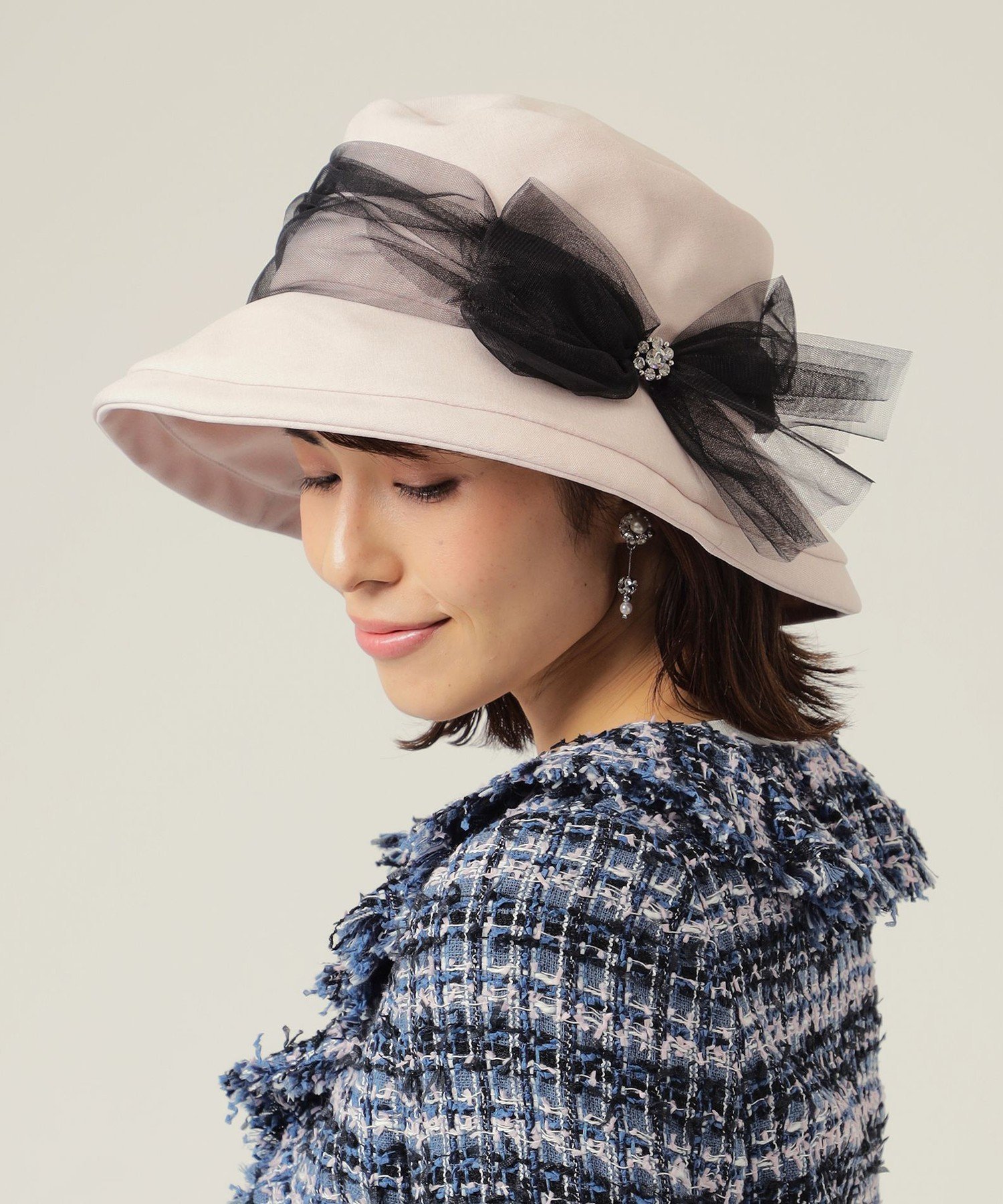 【SALE／20%OFF】TO BE CHIC チュールリボンハット トゥー ビー シック 帽子 ハット ブラック ピンク【送料無料】のサムネイル