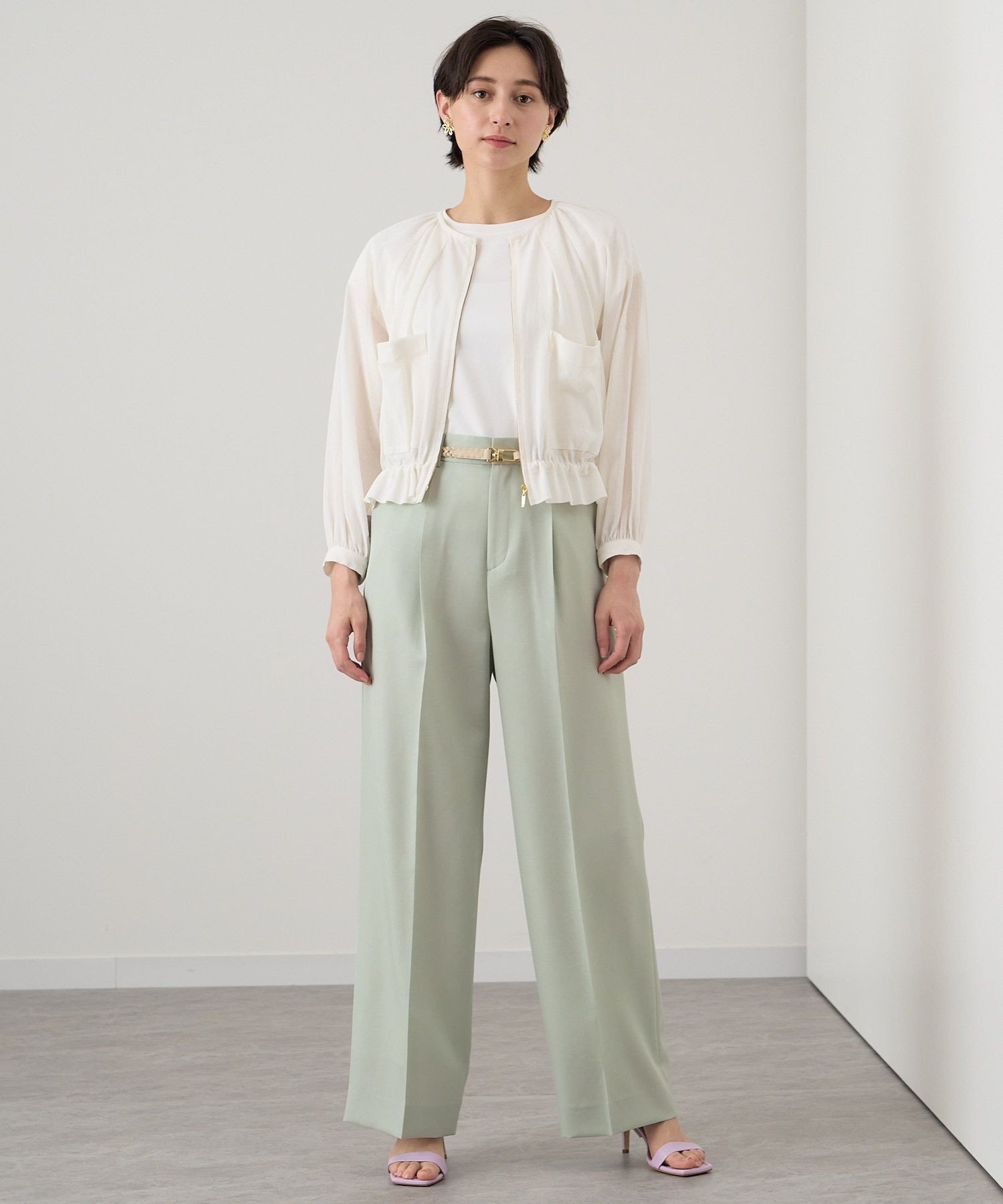 【SALE/40%OFF】ANAYI 【セットアップ対応商品】ドライツイルワイドパンツ アナイ パンツ その他のパンツ ネイビー グリーン ベージュ【送料無料】