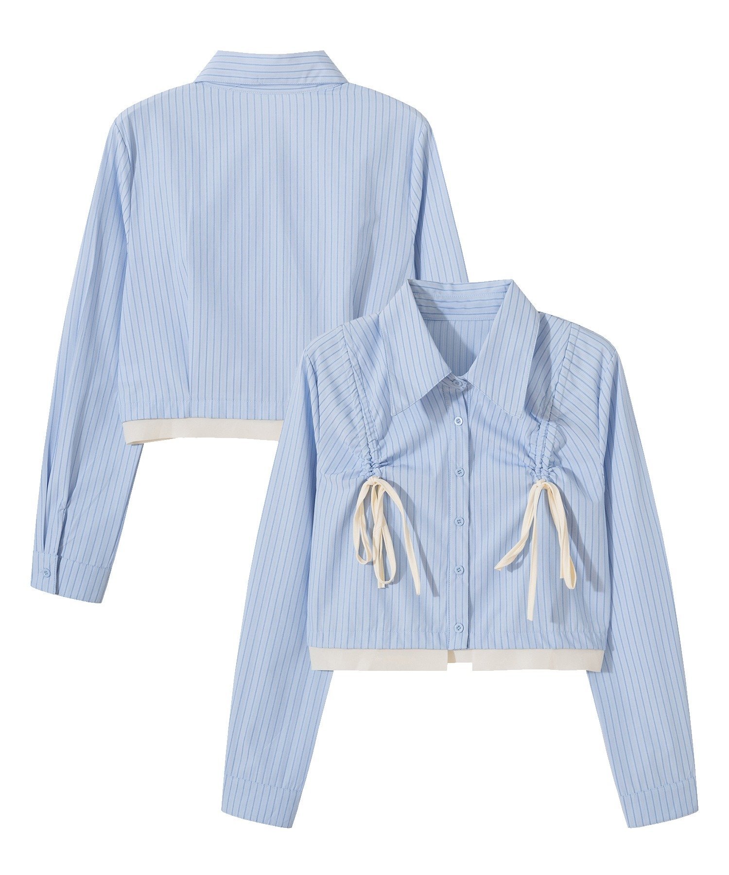 【SALE／75%OFF】HOOK 【HOOK】for girls 裾切りっぱなしレイヤード風紐シャーリング長袖ブラウス アイ..