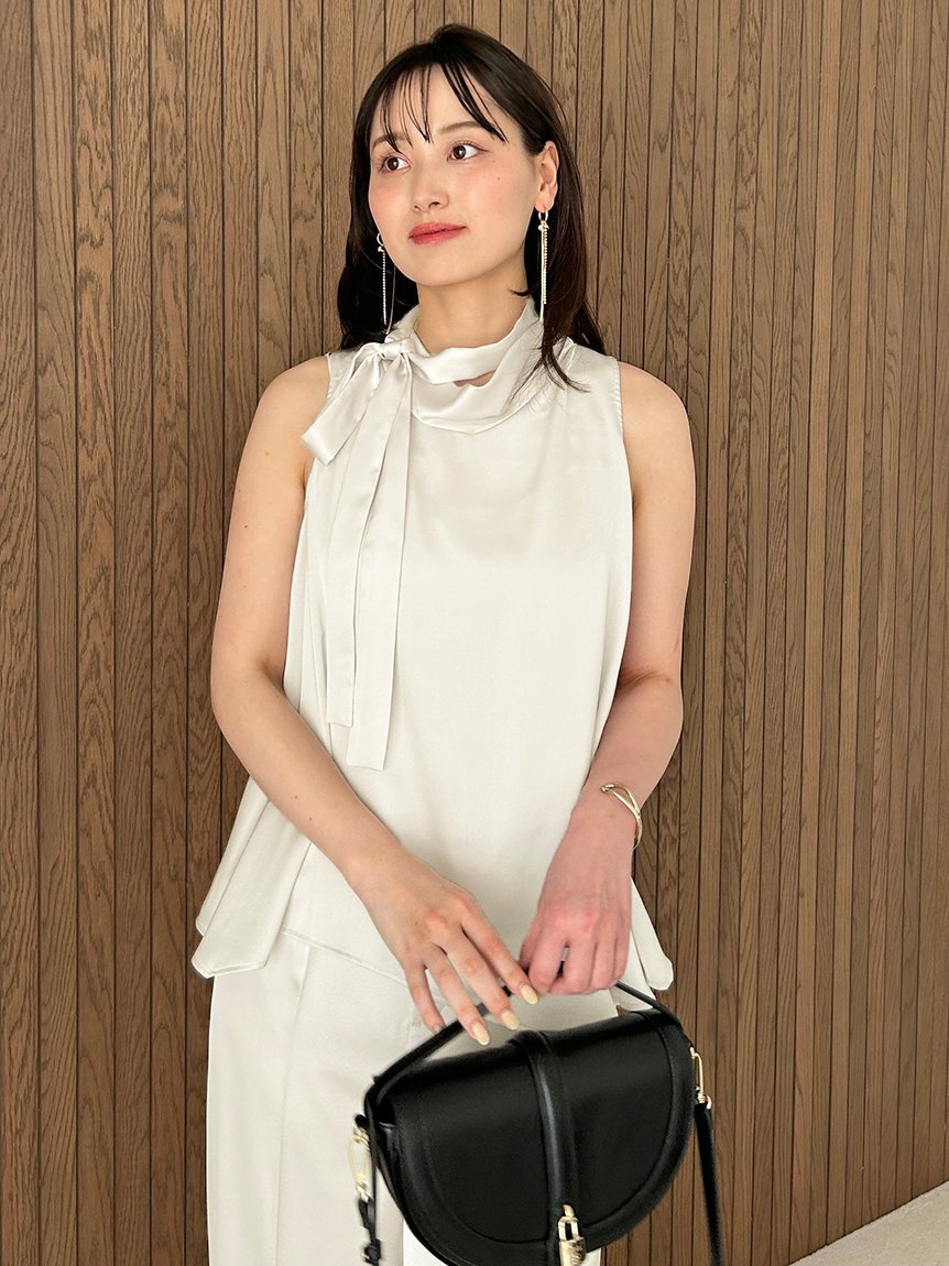 SNIDEL タイ付きサテンチュニック スナイデル トップス シャツ・ブラウス ネイビー【送料無料】のサムネイル