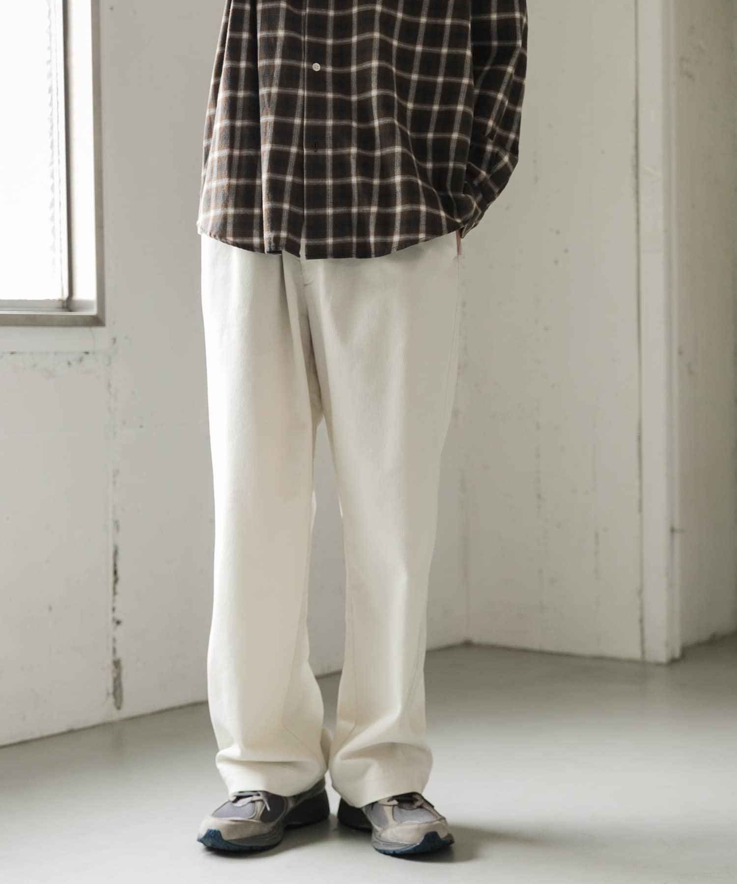 FORK&SPOON メッシュデニムワイドパンツ アーバンリサーチドアーズ パンツ その他のパンツ ネイビー ベージュ