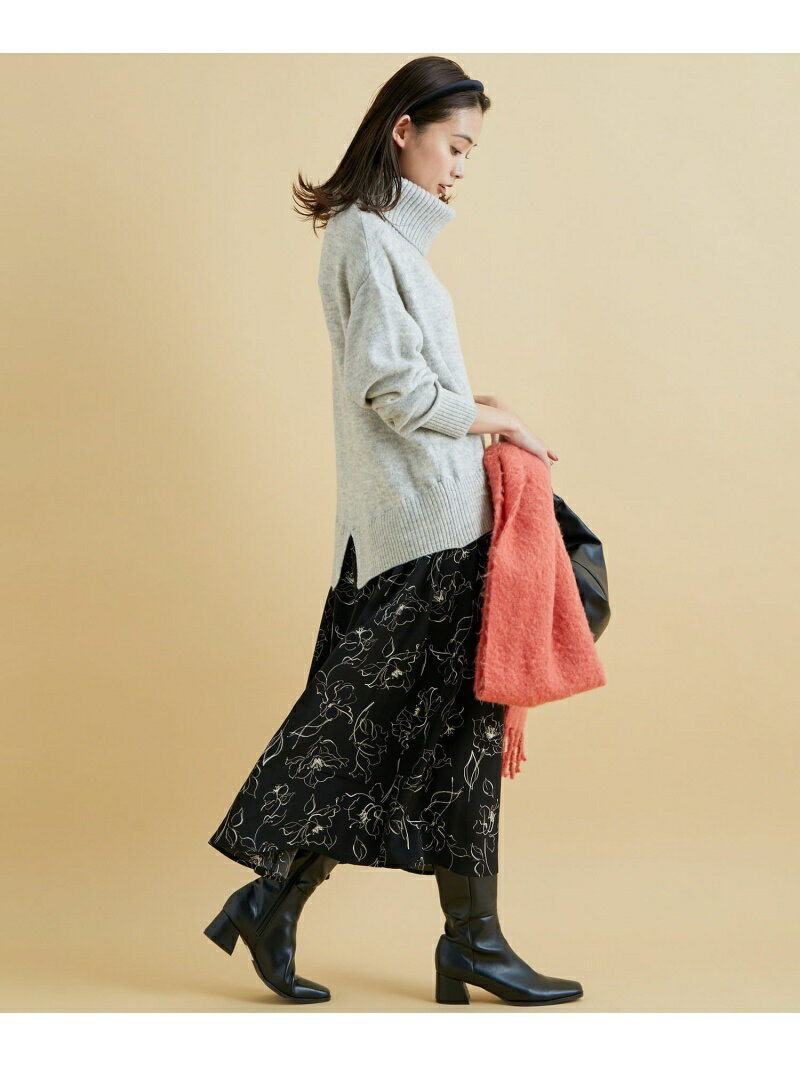 【SALE／50%OFF】VIS 【美短】これ一枚で様になる!ニット*線画花柄プリントドッキングワンピース ビス ワンピース・ドレス その他のワンピース・ドレス グレー ホワイト ブルーのサムネイル