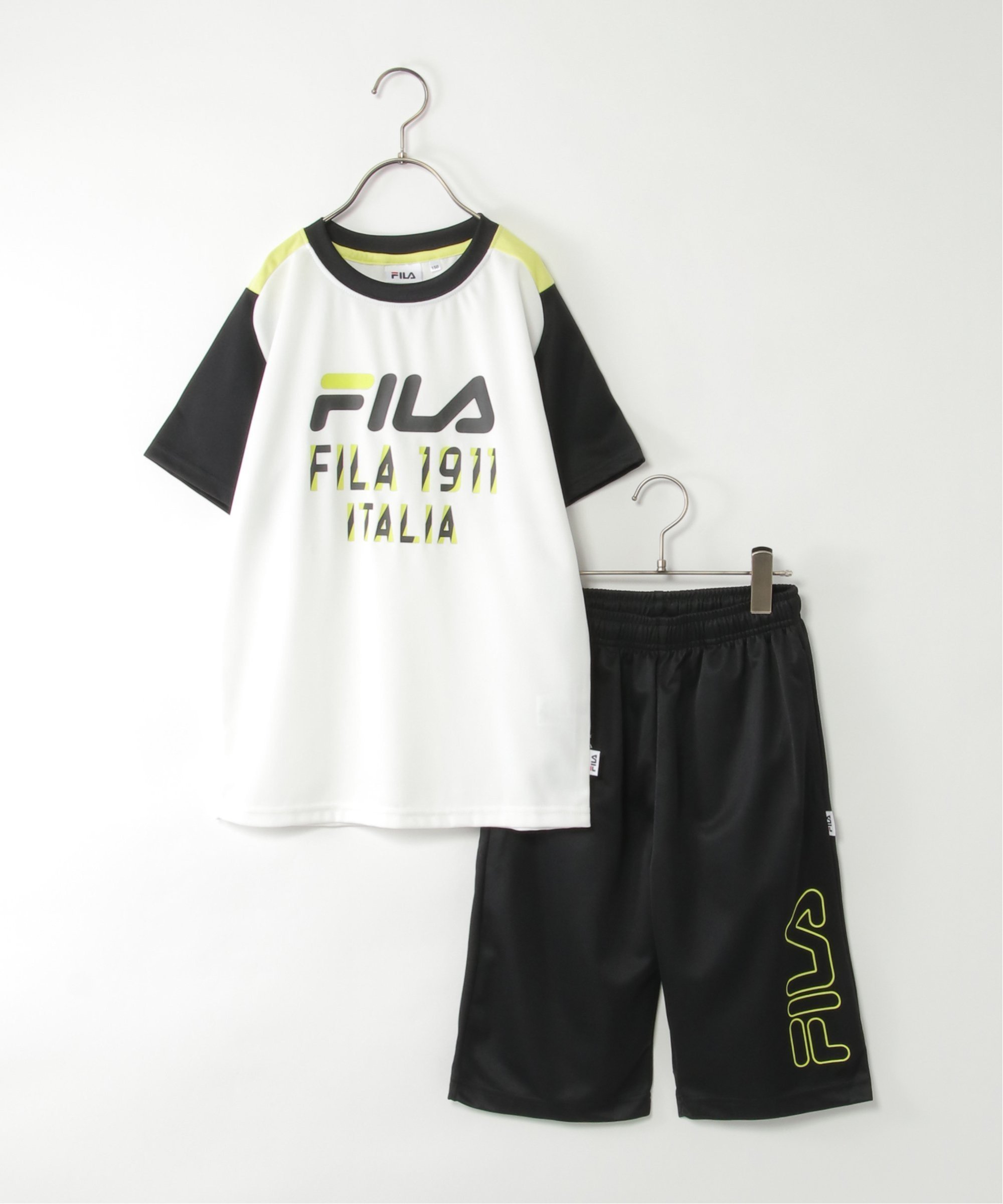 【SALE／20%OFF】ikka 【吸水速乾/2点セット】FILA フィラ ラグランセットアップ(130~160cm) イッカ ファッション雑貨 その他のファッション雑貨 ホワイト レッド