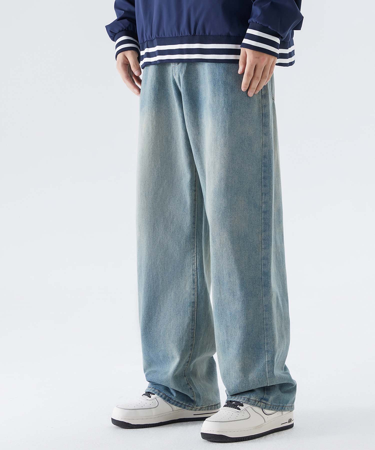 aimoha MENS aomoha MEN ヴィンテージ風デニム アイモハ パンツ ジーンズ・デニムパンツ ブルー