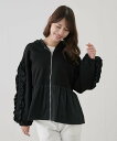 【SALE/30%OFF】JAYRO フード付き袖フリルジップパーカー ジャイロ トップス パーカー・フーディー ベージュ ブラック【送料無料】