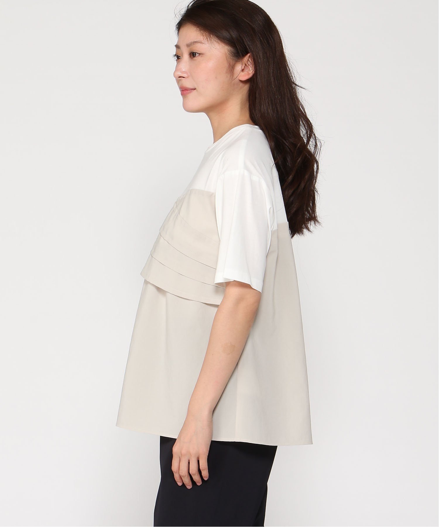 【SALE／30%OFF】Doubleface Tokyo バイカラービスチェ風トップス ダブルフェーストーキョー トップス カットソー・Tシャツ グレー ホワイト【送料無料】