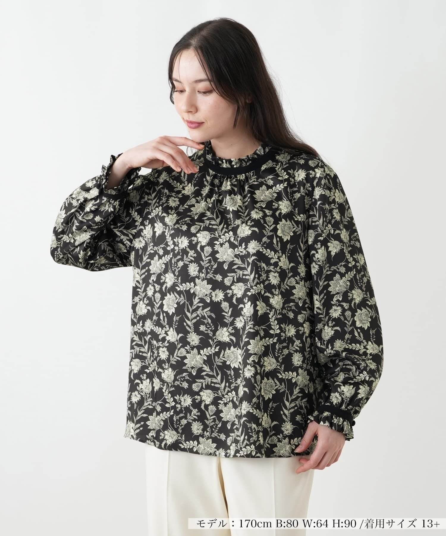 Leilian PLUS HOUSE ブラウス【ROCHAS Premiere】 レリアン プラスハウス トップス シャツ・ブラウス ブラック