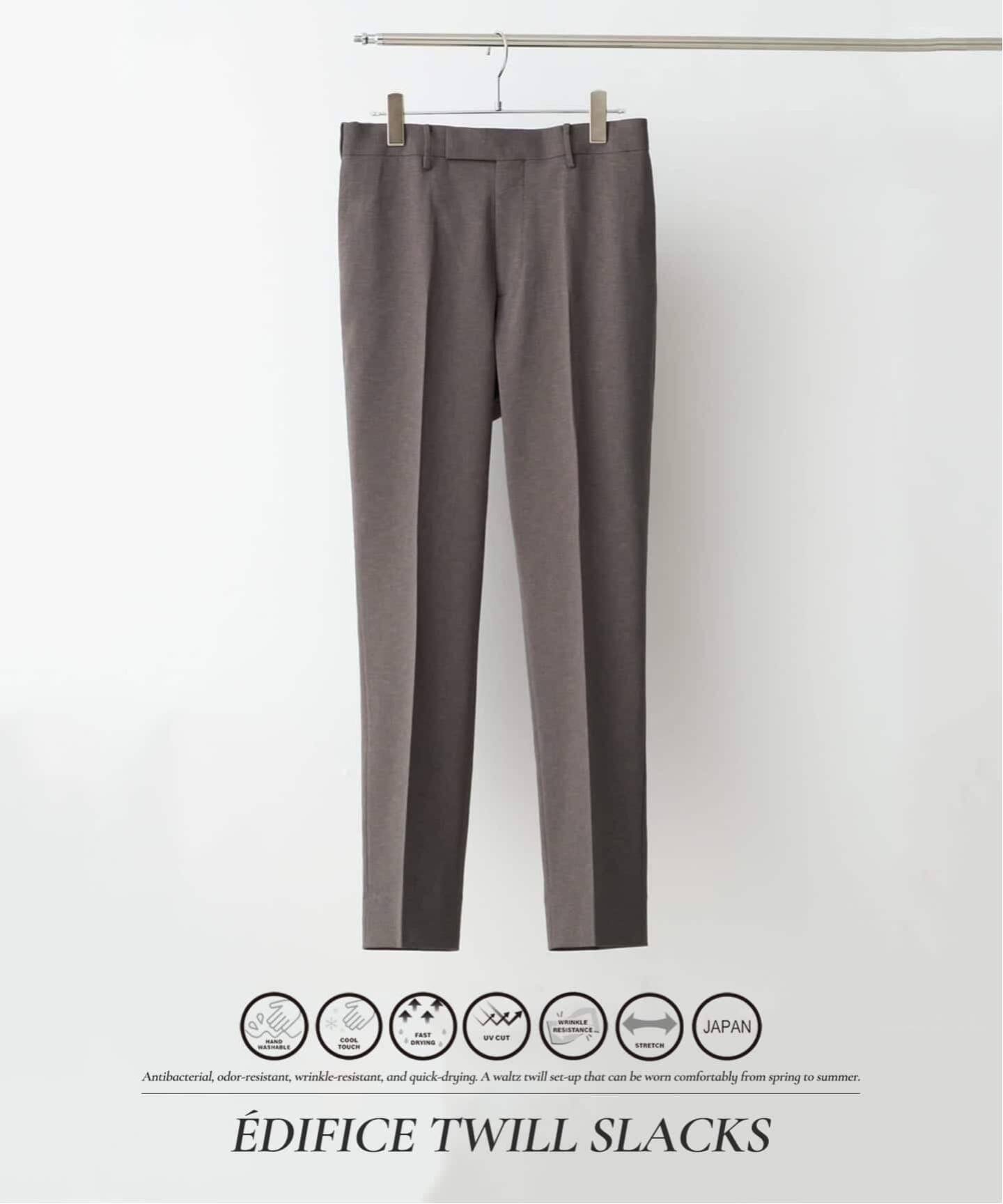 抗菌防臭&シワ防止機能" ワルツ ツイル テーパードパンツ エディフィス パンツ スラックス・ドレスパンツ ブラウン ネイビー