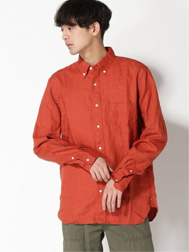 Linen Buttondown Shirt 11-11-5969-139: Orange Linen Buttondown Shirt 11-11-5969-139: Orange