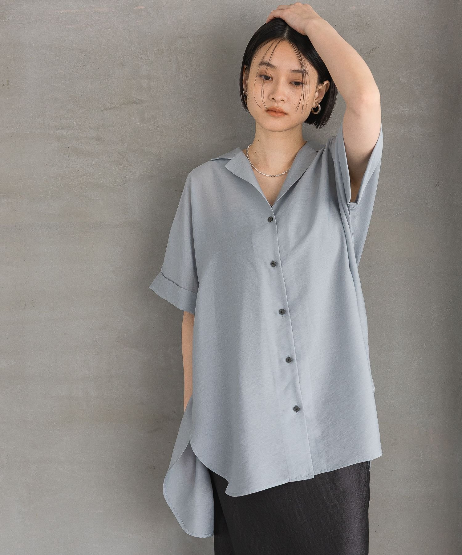【SALE／33%OFF】apart by lowrys 【洗える】シアーカイキンBIGシャツ アパートバイローリーズ トップス シャツ・ブラウス ブルー ホワイト グレー ベージュ ブラウン グリーン【送料無料】のサムネイル
