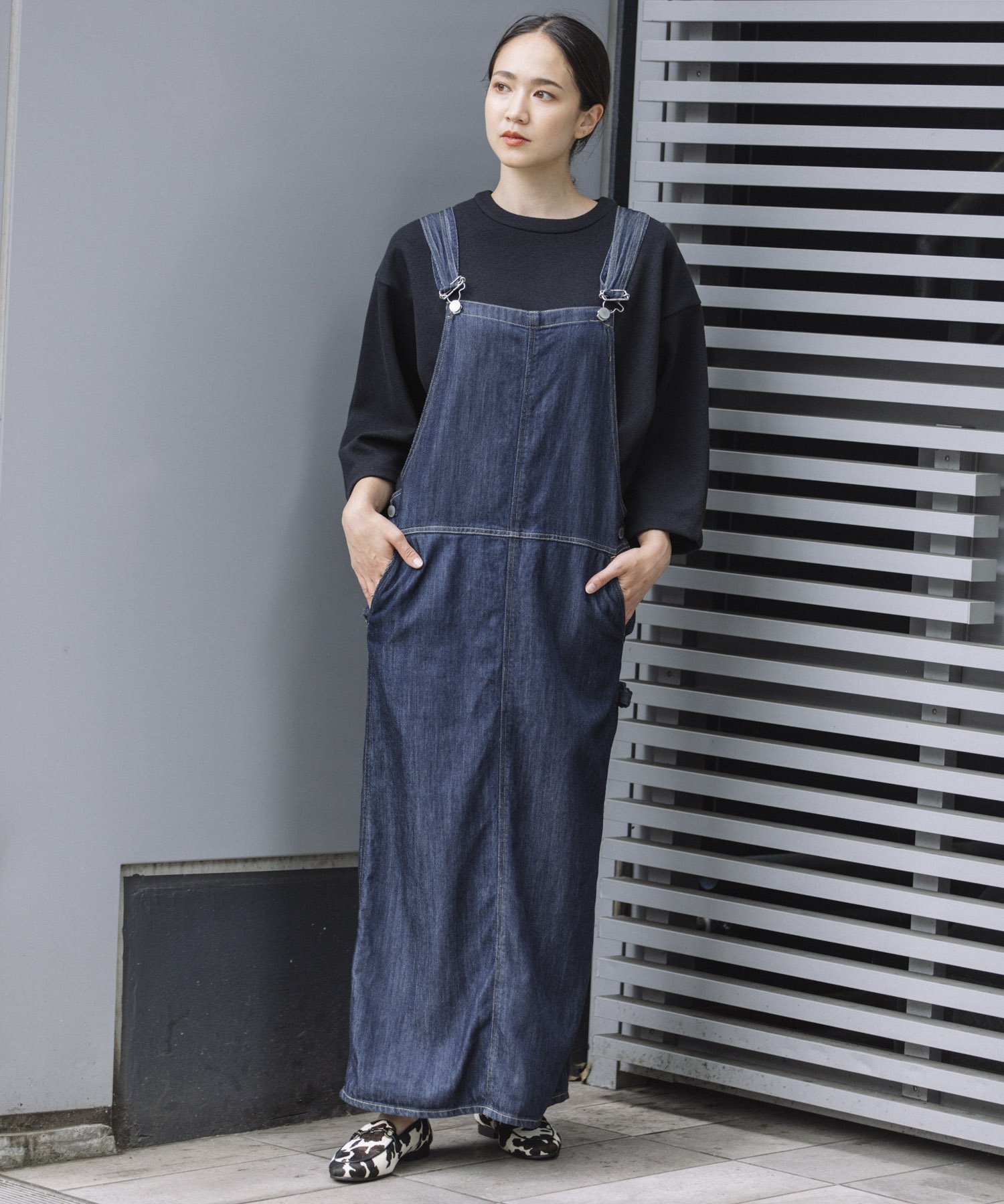 【SALE／62%OFF】Munich 9ozテンセルコットンデニムジャンパースカート ミューニック ワンピース・ドレス ジャンパースカート ブラック ネイビー【送料無料】