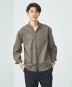 UNITED ARROWS green label relaxing 【WEB限定】JUSTFIT コットン麻 比翼 バンドカラー シャツ ユナイテッドアローズ グリーンレーベルリラクシング トップス シャツ・ブラウス ブラウン ホワイト ネイビー【送料無料】