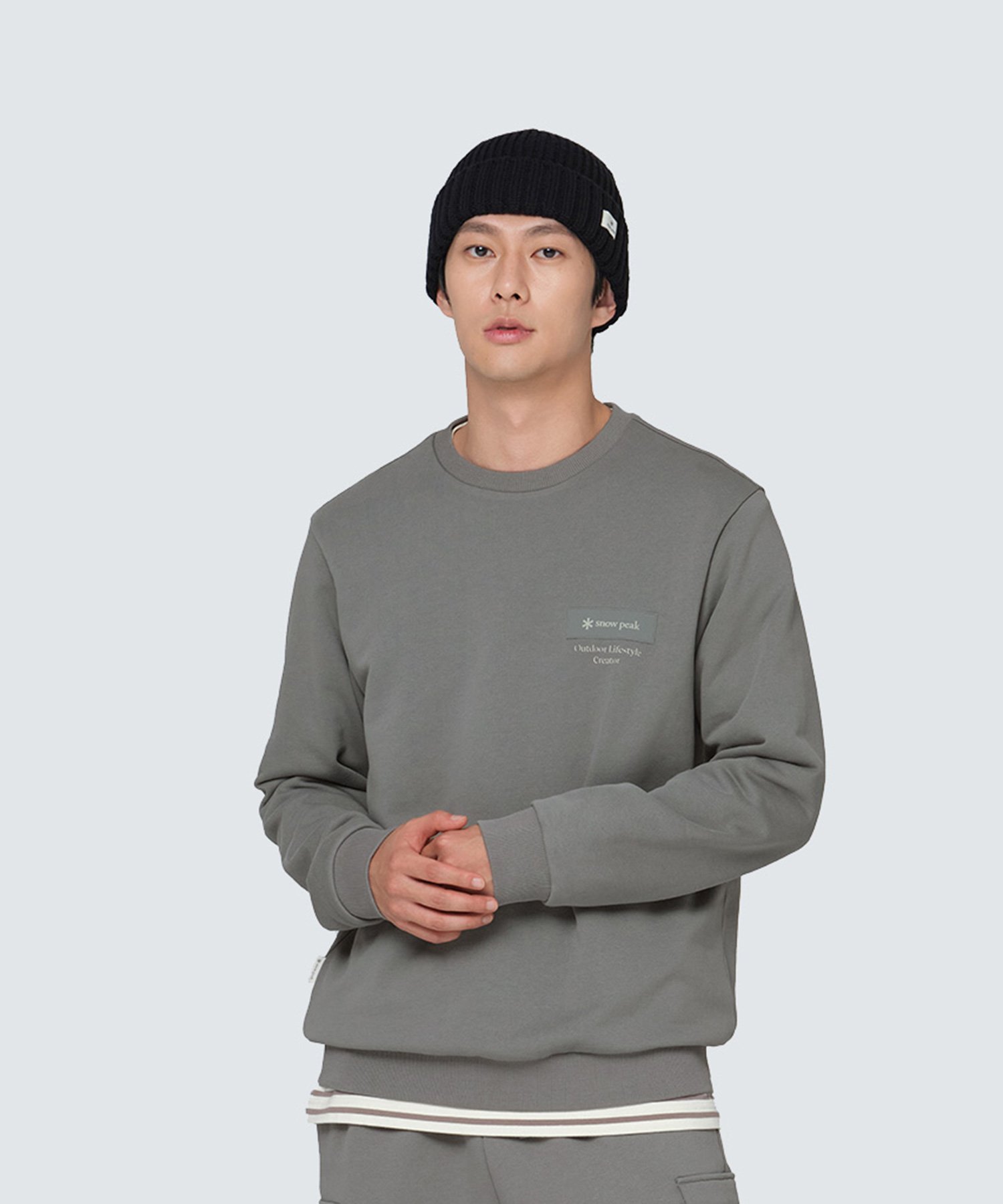 Snow Peak Land woven patch sweatshirt スノーピーク トップス スウェット・トレーナー ブラック グレー【送料無料】