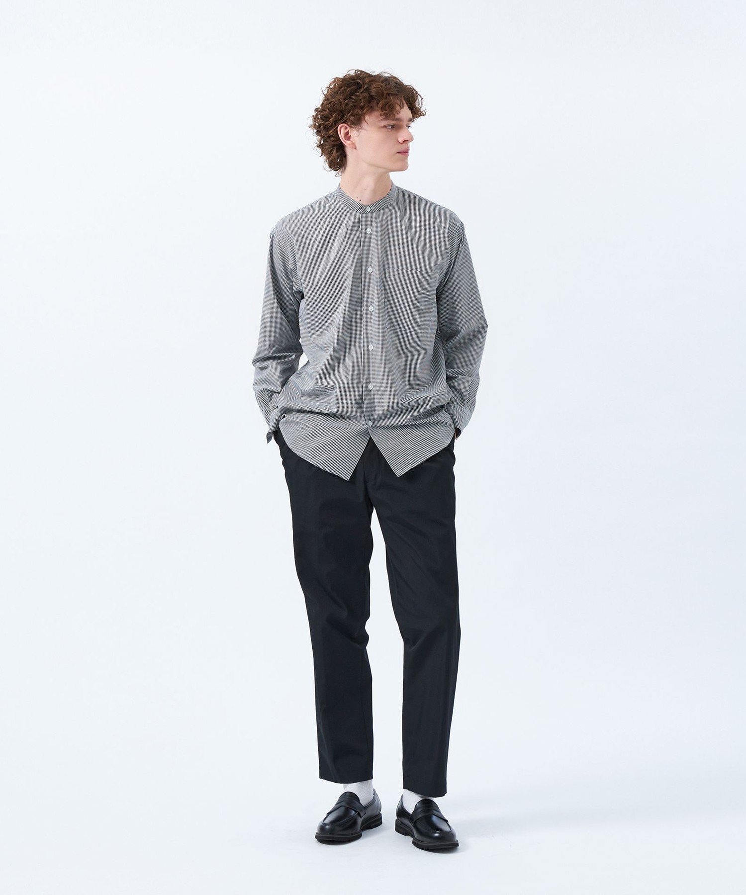 【SALE／45%OFF】MACKINTOSH PHILOSOPHY トロッター オーバーサイズバンドカラーシャツ チェック/無地 マッキントッシュ フィロソフィー トップス シャツ・ブラウス グレー ブルー【送料無料】