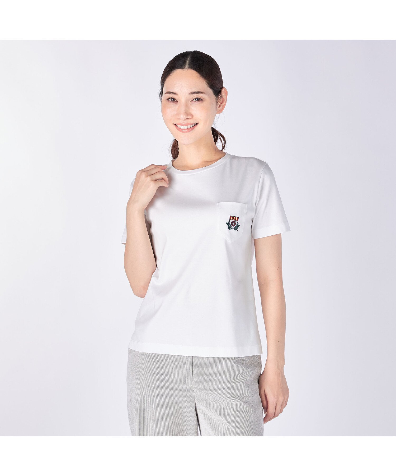 KEITH 【Lサイズ】コットンジャージーカットソー キース トップス カットソー・Tシャツ ホワイト ネイビー