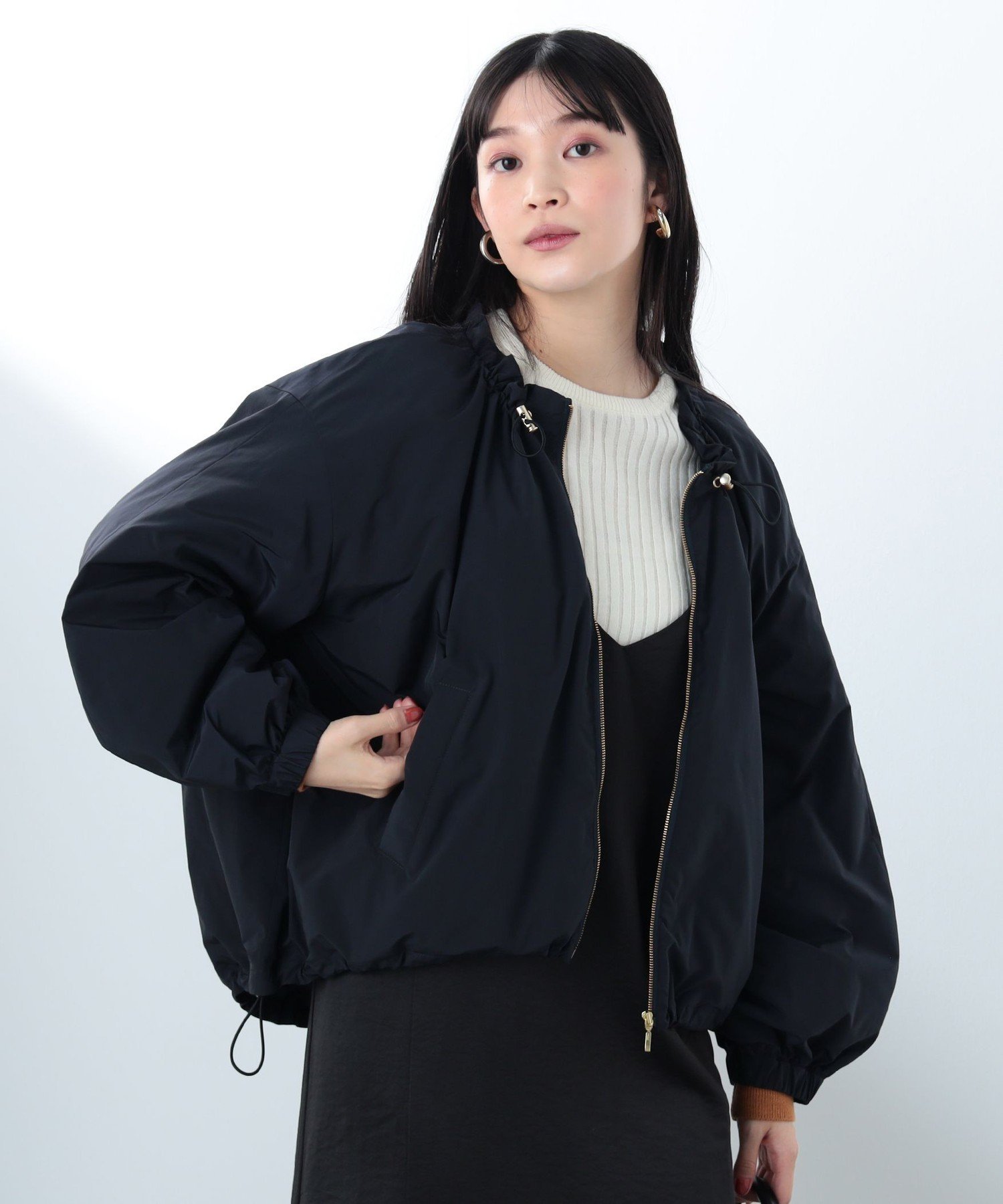 【SALE／40%OFF】BEAMS HEART WOMEN スピンドル ブルゾン ビームス アウトレット ジャケット・アウター ブルゾン・ジャンパー ネイビー ベージュ【送料無料】のサムネイル