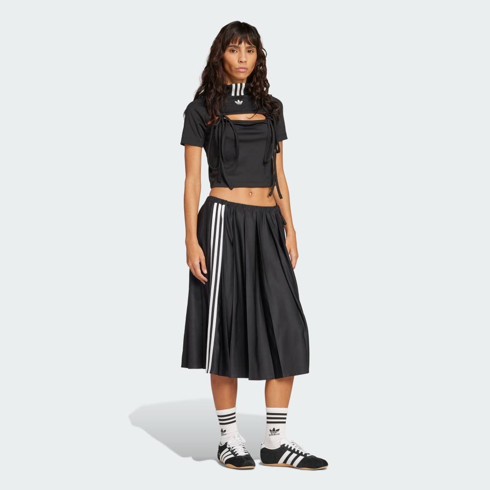 adidas 【公式】アディダス adidas リボン カットアウト クロップトップス アディダス トップス カットソー・Tシャツ ブラック【送料無料】