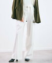 BEIGE, 【セットアップ対応・洗える】ZEPHYR / ウールライクタックベルトワイドパンツ ベイジ, パンツ その他のパンツ ブラック グレー【送料無料】