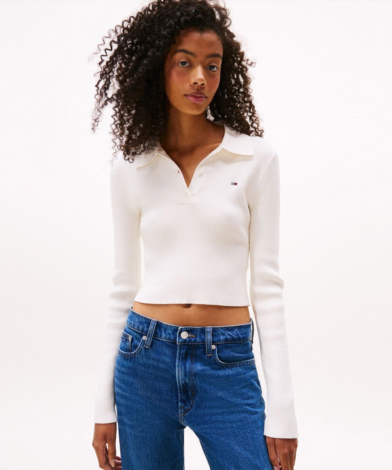【SALE／40%OFF】TOMMY JEANS エッセンシャルロングスリーブポロセーター トミーヒルフィガー トップス ニット ホワイト ブラック【送料無料】