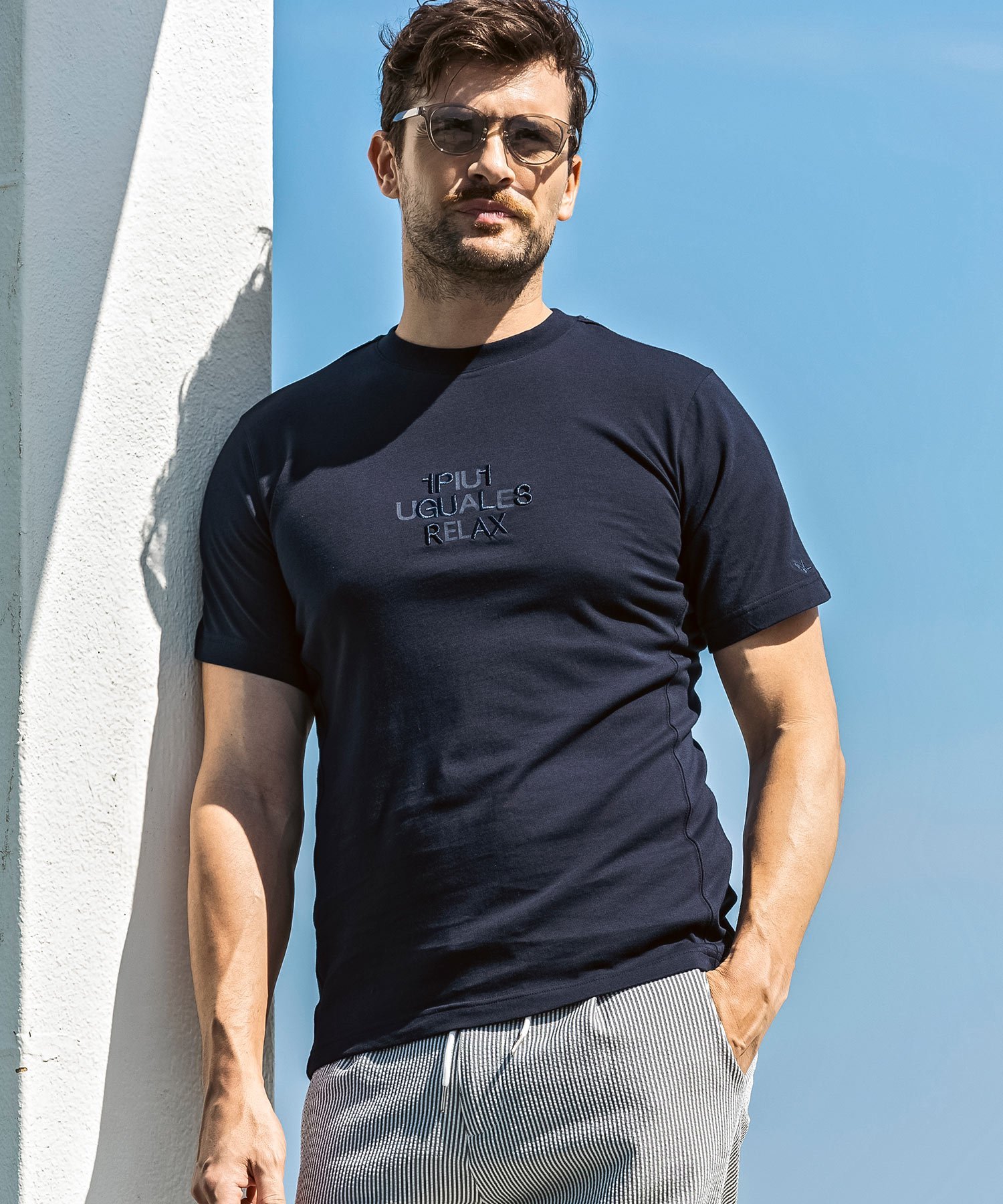 1PIU1UGUALE3 RELAX 1PIU1UGUALE3 RELAX コンビネーションロゴ半袖Tシャツ シフォン トップス カットソー・Tシャツ ネイビー グレー ホワイト ピンク ブラック
