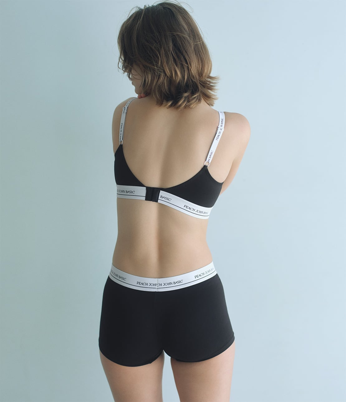 PEACH JOHN 心地よいストレッチコットン.コットンMIXロゴボクサー ピーチ・ジョン インナー・ルームウェア ショーツ グレー ブラック 3