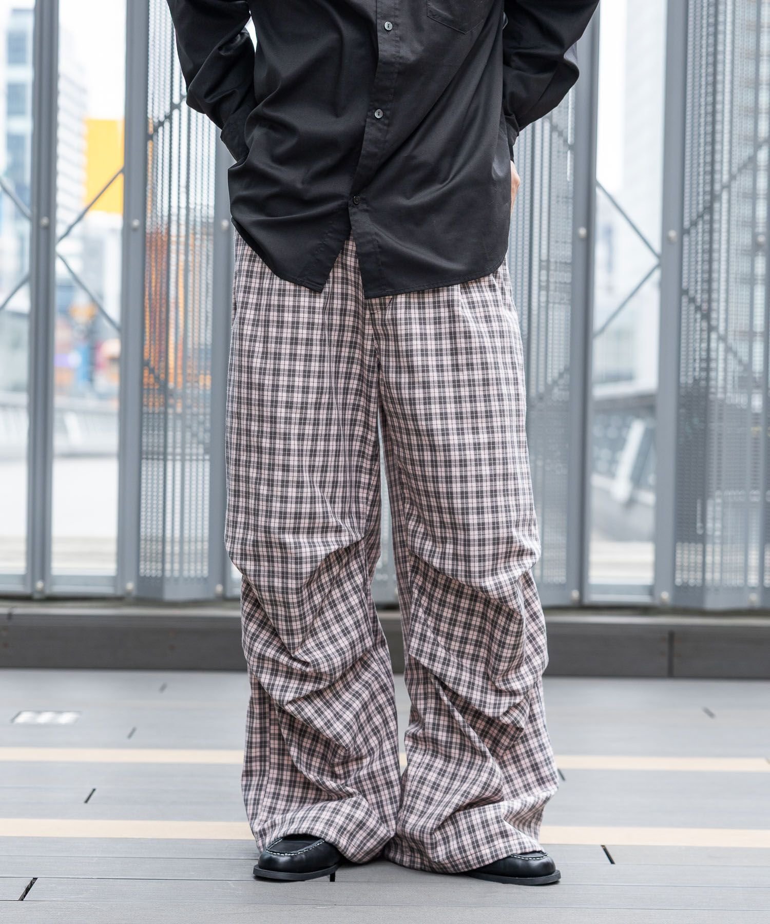 RAGEBLUE チェックワイドイージーパンツ レイジブルー パンツ その他のパンツ ブラック ピンク ブラウン