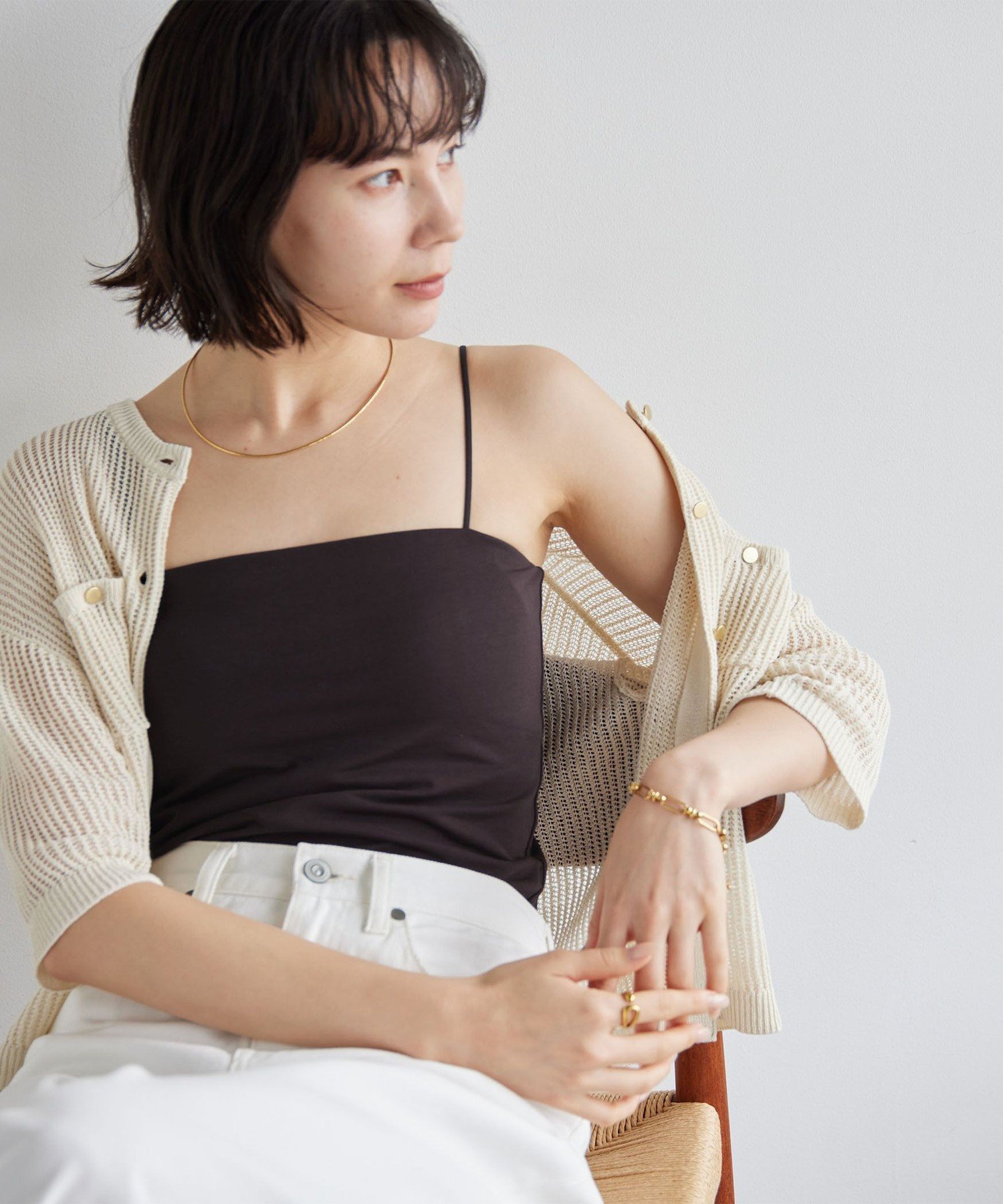 UNITED ARROWS green label relaxing ベアトップキャミソール / カップインナー ユナイ（3枚目）