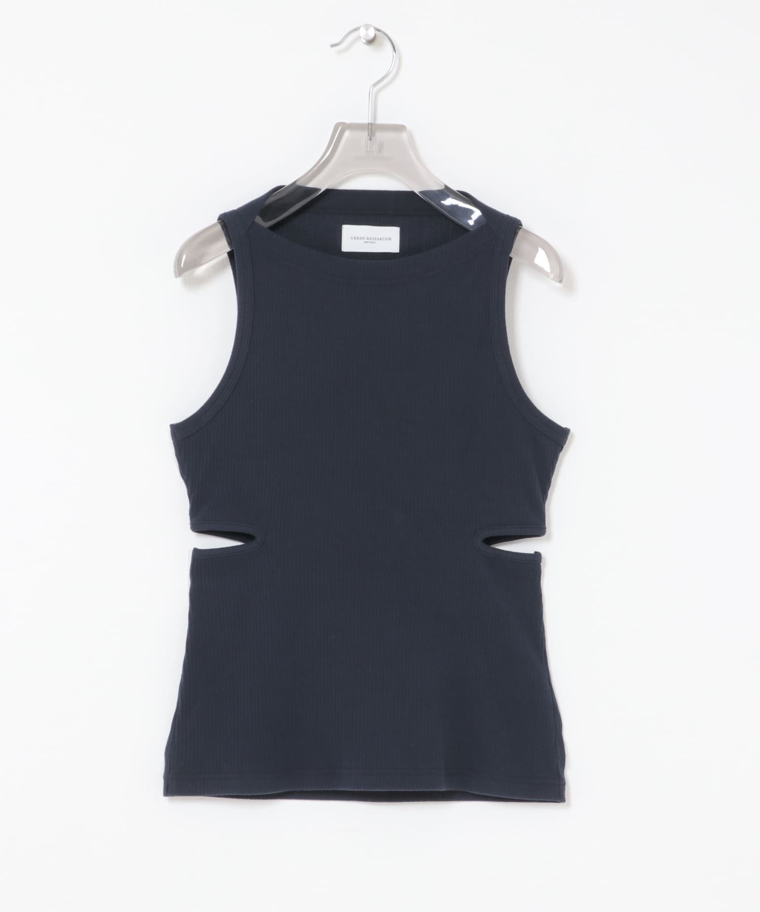 new basic SIDE SLIT RIB TOPS アーバンリサーチ トップス ノースリーブ・タンクトップ ホワイト ネイビー