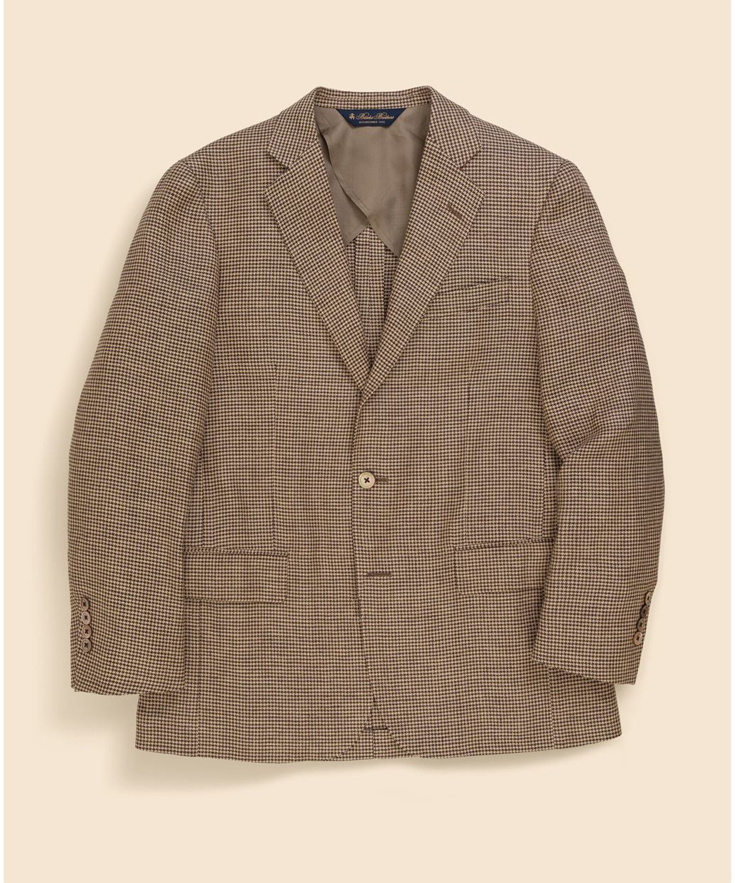 BROOKS BROTHERS アイリッシュリネン ハウンドトゥース シングル2釦アンコンジャケット Classic ブルックス ブラザーズ ジャケット・アウター テーラードジャケット・ブレザー ネイビー ブラウン【送料無料】