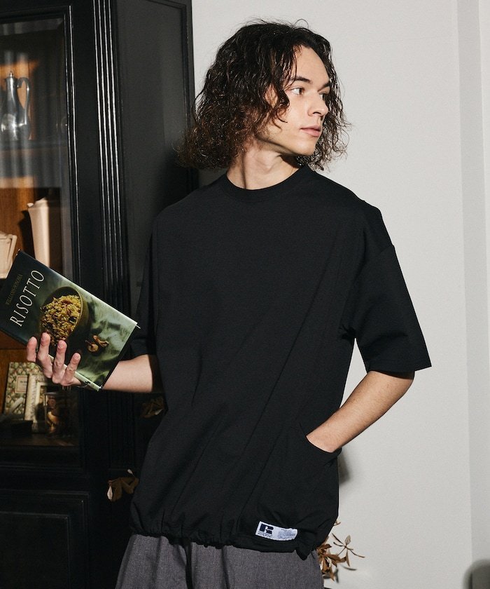 Russell Athletic RUSSEL ATHLETIC×FREAK'S STORE 別注 ビッグシルエット ヘムコード サイドポケット Tシャツ 【限定展開】 フリークスストア トップス カットソー・Tシャツ ブラック ホワイト グレー【送料無料】