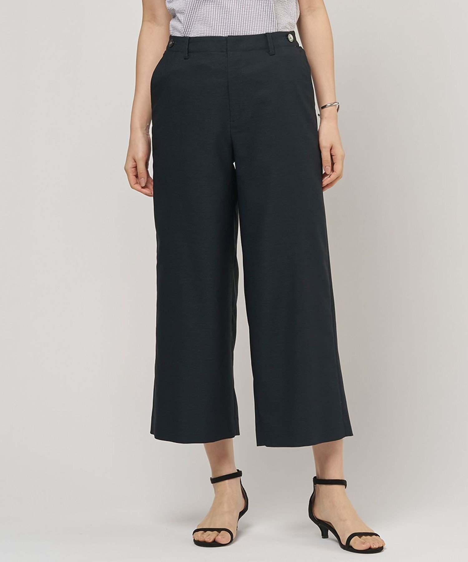 J.PRESS LADIES L FLAXASAオックス ワイド ストレート パンツ ジェイプレス パンツ その他のパンツ グレー ネイビー ブラウン
