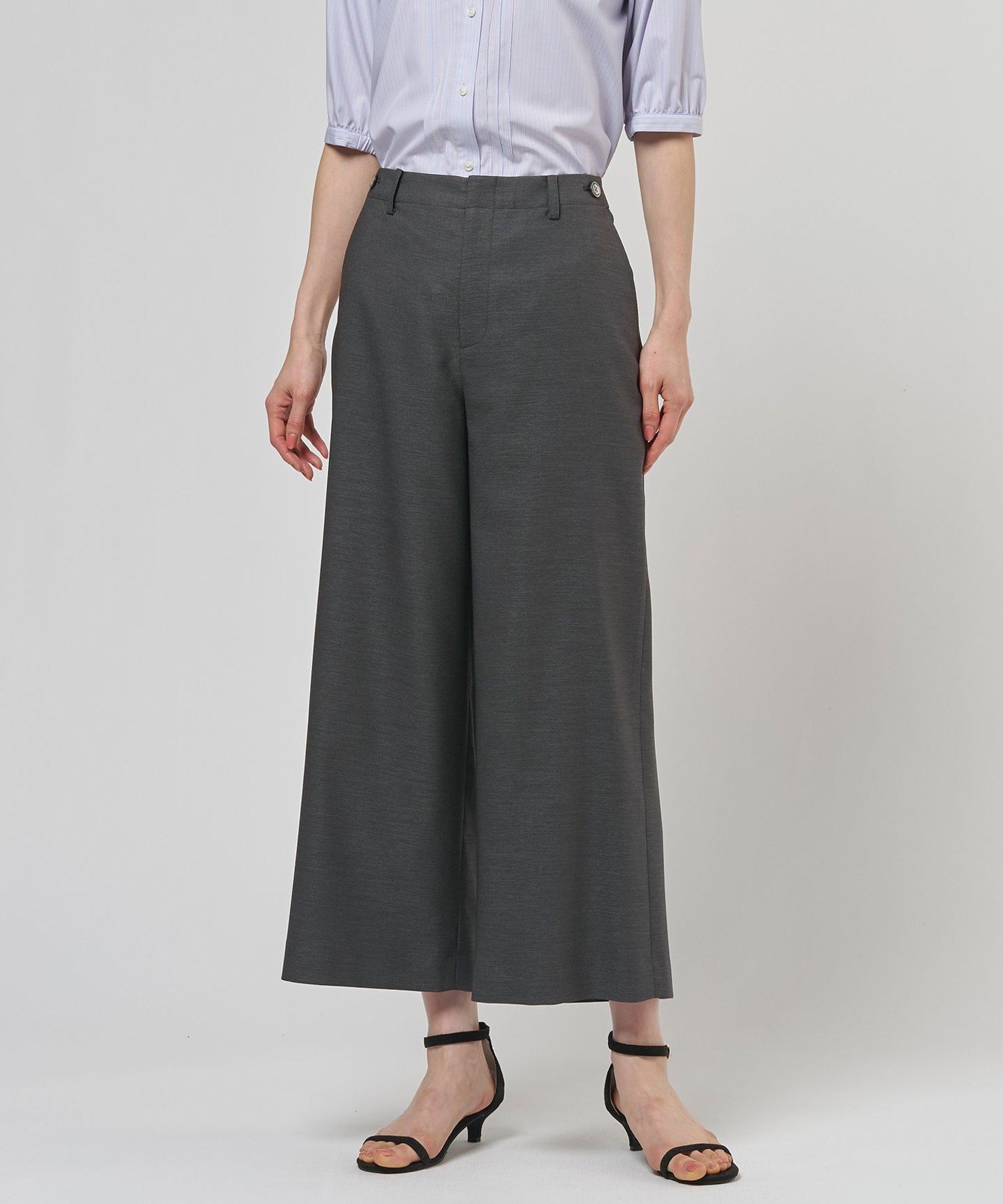 J.PRESS LADIES L FLAXASAオックス ワイド ストレート パンツ ジェイプレス パンツ その他のパンツ グレー ネイビー ブラウン