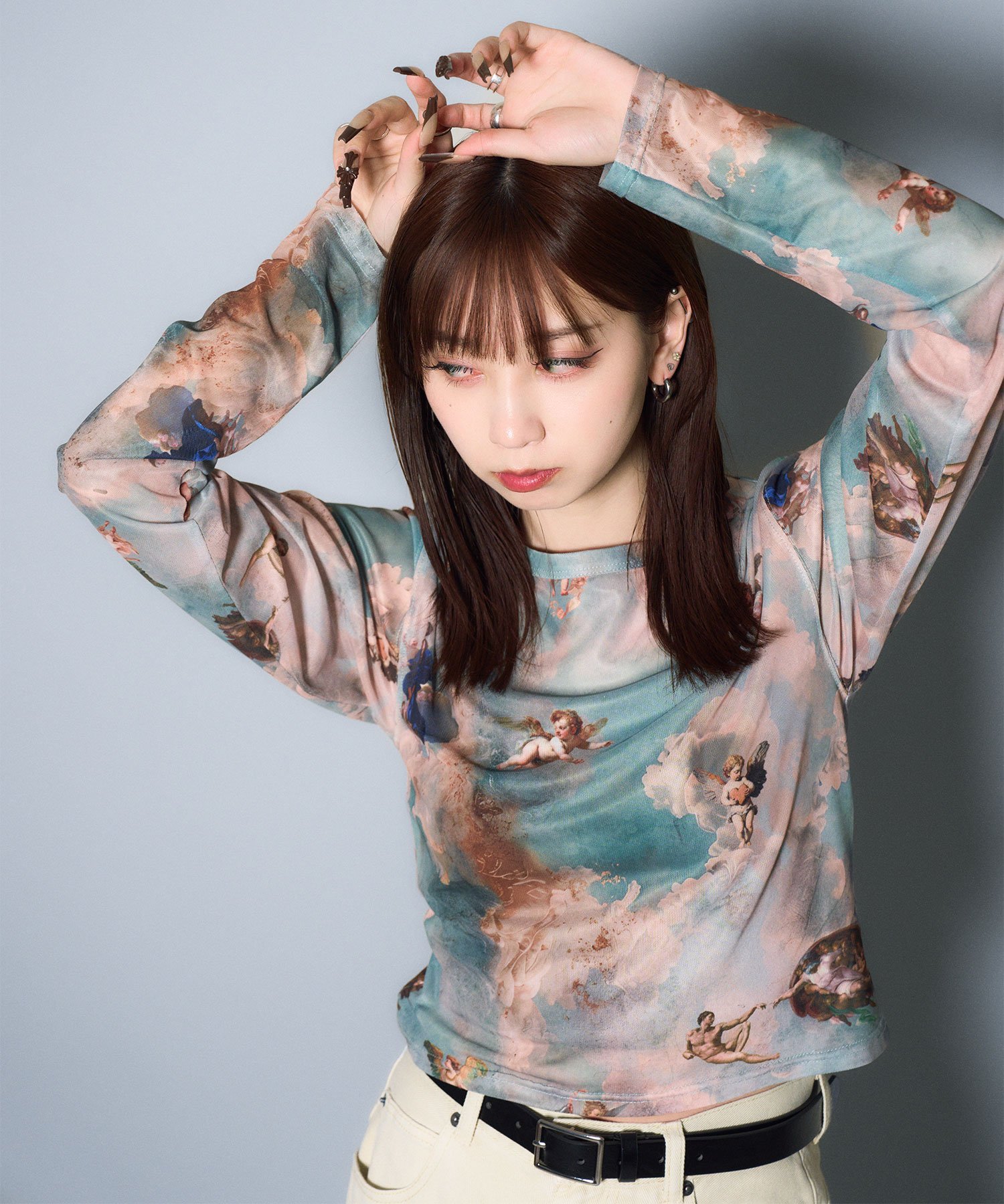 Subciety WOMENS Angel sheer tops サブサエティ トップス カットソー・Tシャツ ブラック