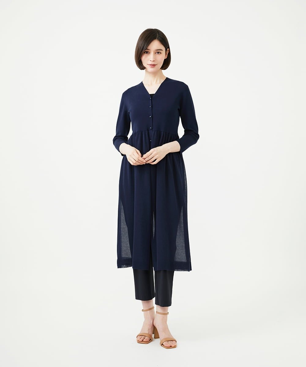 【SALE／50%OFF】Sybilla シアー切り替えロングカーディガン シビラ トップス カーディガン ホワイト ネイビー【送料無料】
