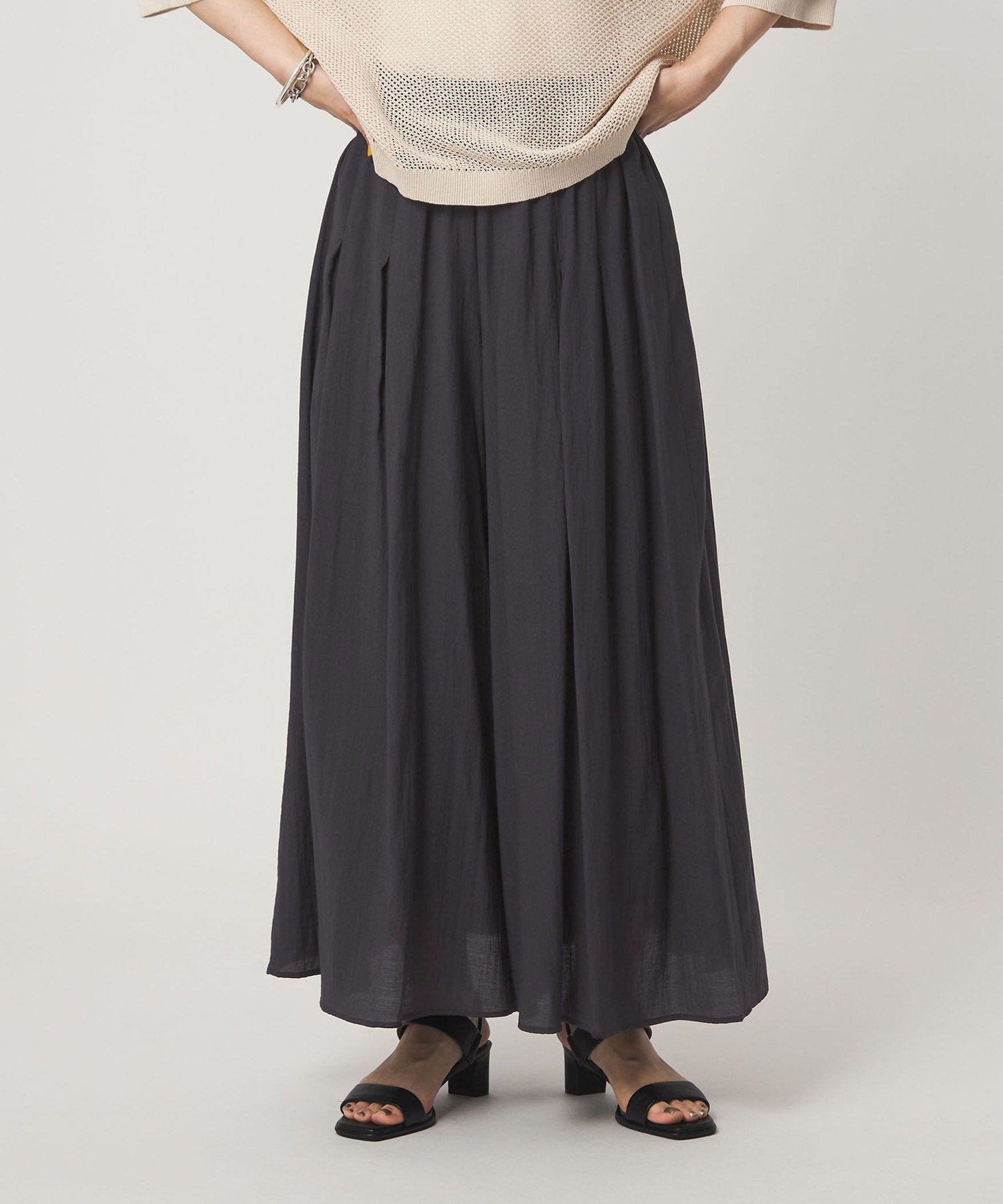 【WEB限定】＜at ease＞ボイル キュロット パンツ ユナイテッドアローズ グリーンレーベルリラクシング パンツ キュロット グリーン グレー
