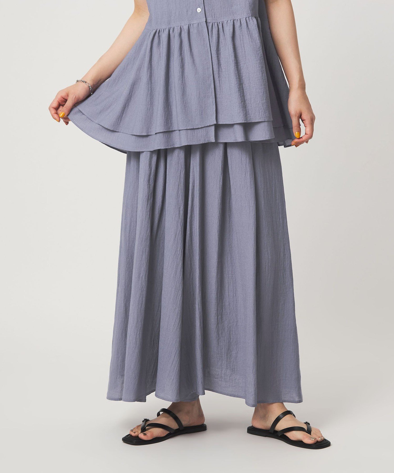 【WEB限定】＜at ease＞ボイル キュロット パンツ ユナイテッドアローズ グリーンレーベルリラクシング パンツ キュロット グリーン グレー