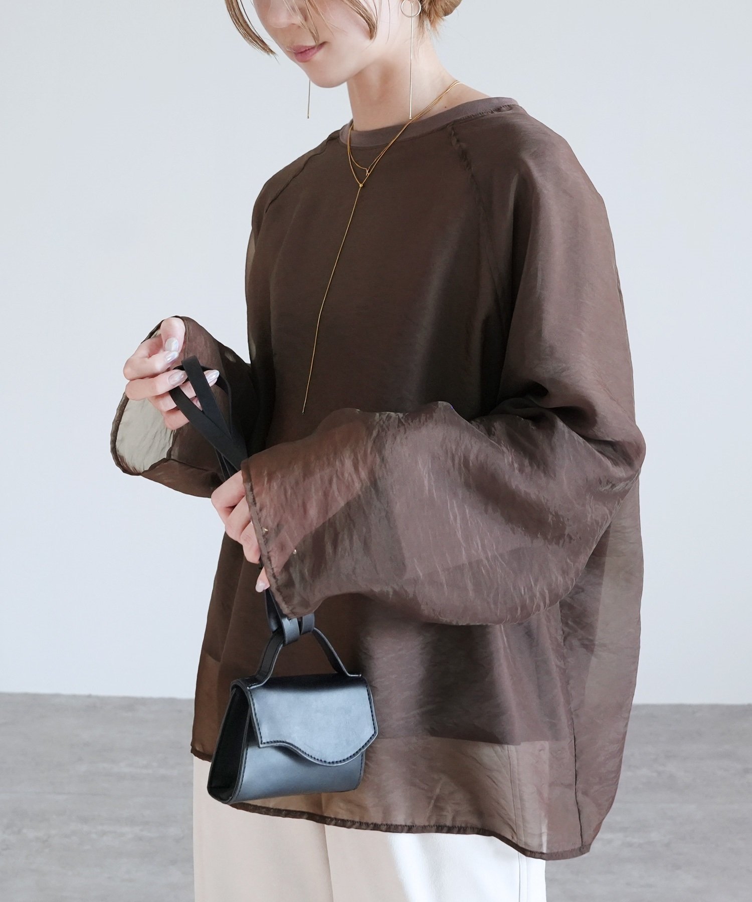 reca オーガンジー重ねラグラン長袖Tシャツ(day252926) reca レカ レカ トップス その他のトップス ブラウン